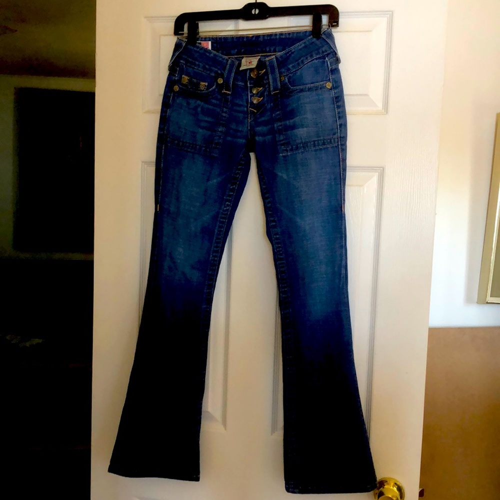 True Religion flare button fly jeans. Size 24